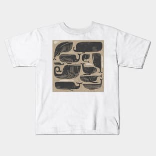 Sepia Whales Kids T-Shirt